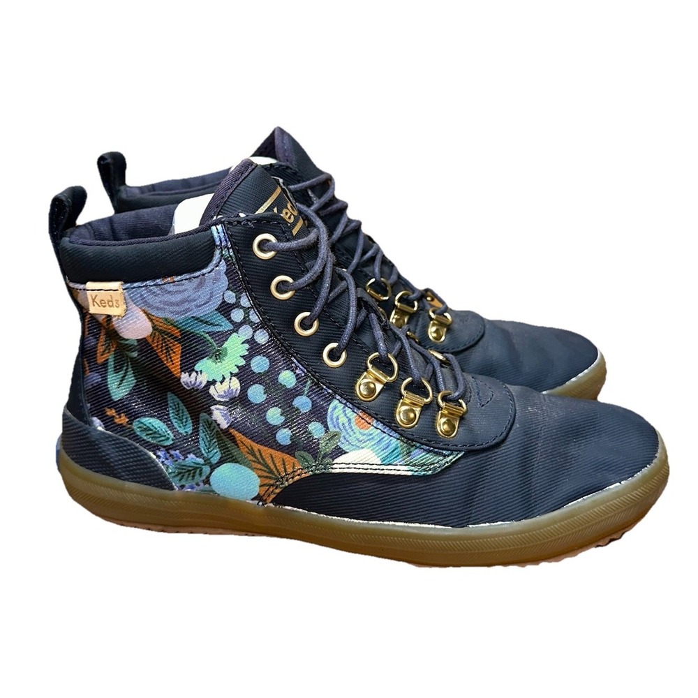 Keds x Rifle Paper Co Scout High Top Garden Floral Blue Casual Shoes Women's 6.5